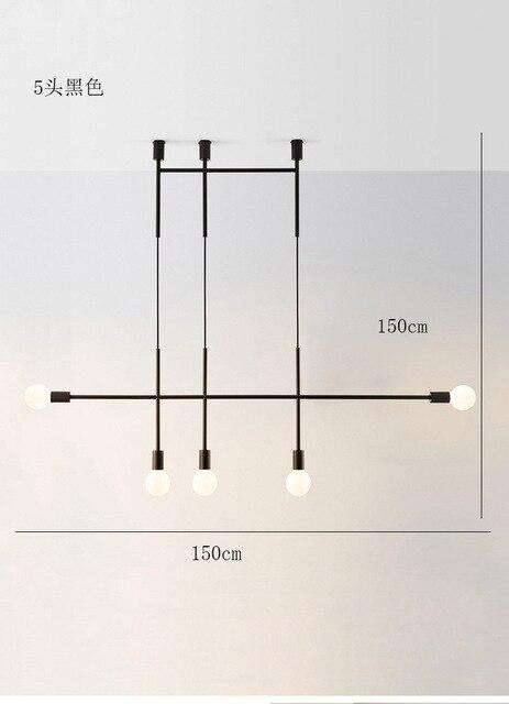 Long led chandelier Italian design pendant lamp Black Rose Gold Kitchen bar restaurant Dining room Iron tube chandelier - Gustobene