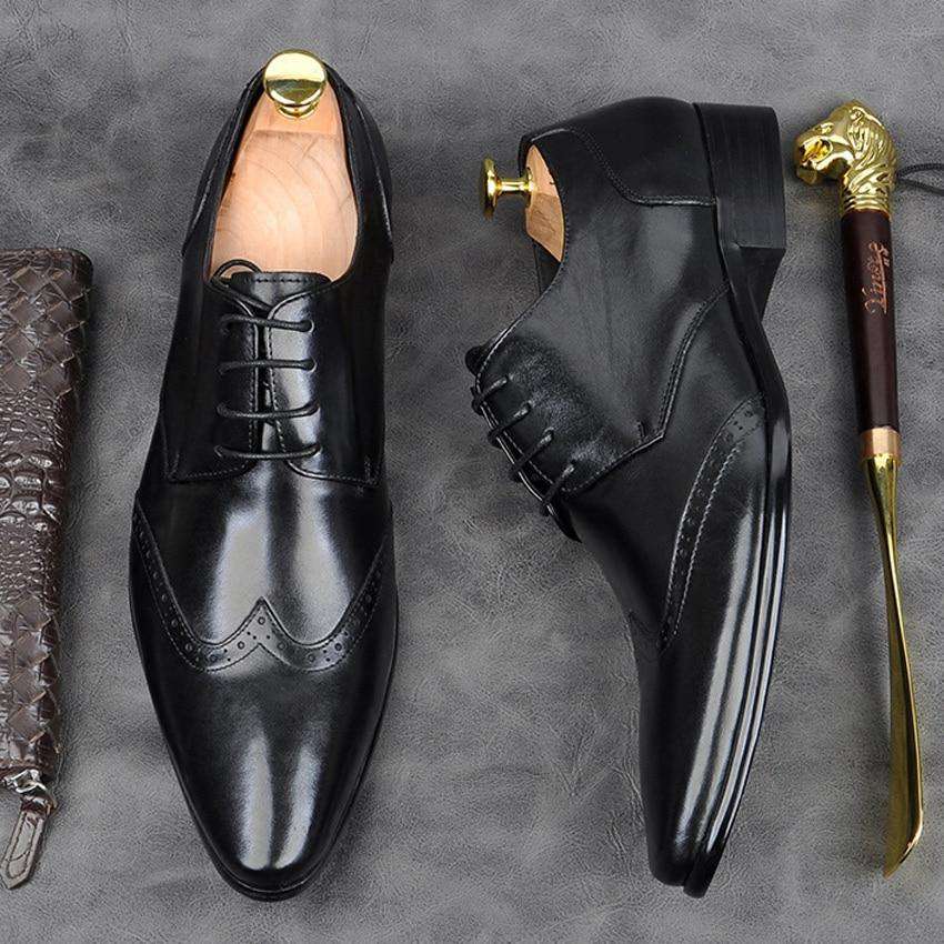Genuine Italian Design Leather Party Shoes - Gustobene