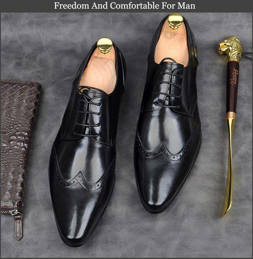 Genuine Italian Design Leather Party Shoes - Gustobene