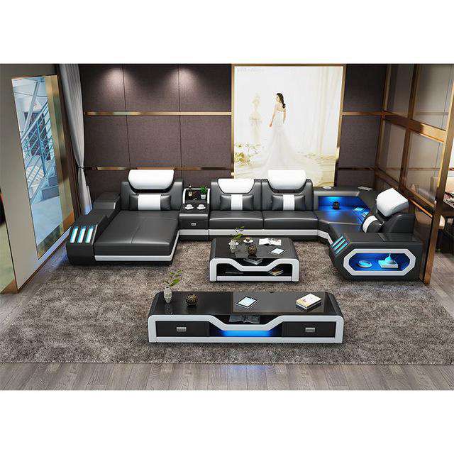 LED lights modern sofa set - Gustobene