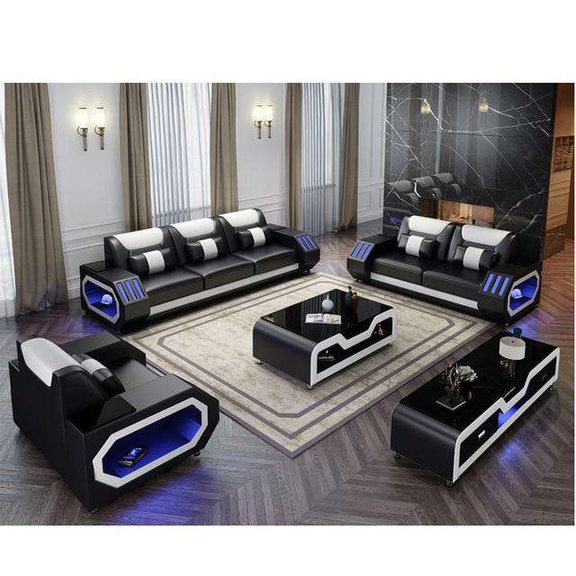LED lights modern sofa set - Gustobene