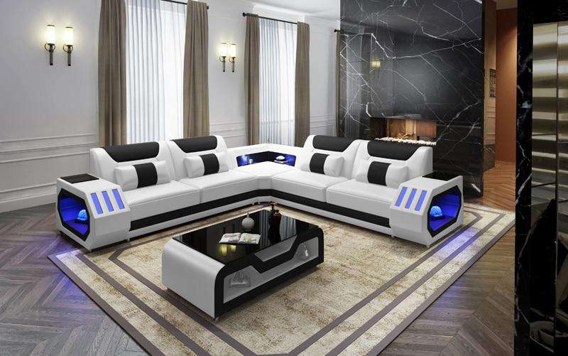 LED lights modern sofa set - Gustobene
