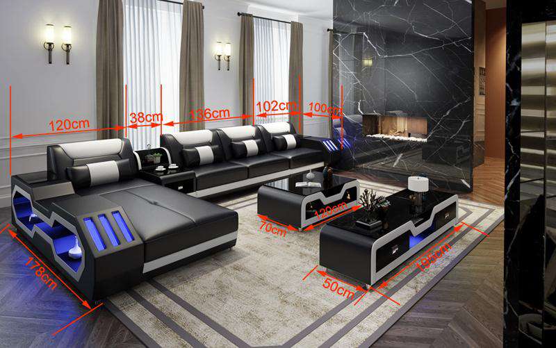 LED lights modern sofa set - Gustobene