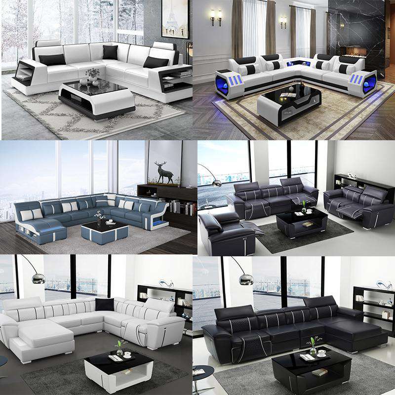 LED lights modern sofa set - Gustobene