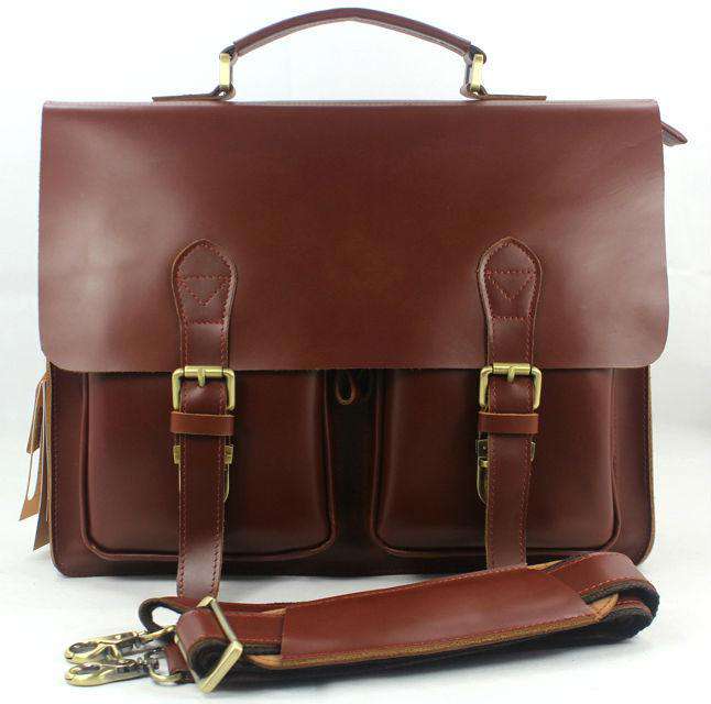 Wholesale High Class Genuine Leather Briefcase portfolio men Briefcase Leather Business bag 14"laptop bag tote office bag male - Gustobene