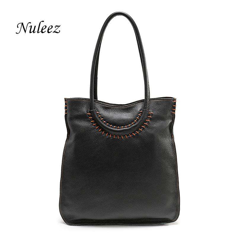 Nuleez Italian Leather Bag Real Leather Women Shoulder Handbags Red Genuine Leather Kraft Bag Crossbody Big Handbags Female 1205 - Gustobene