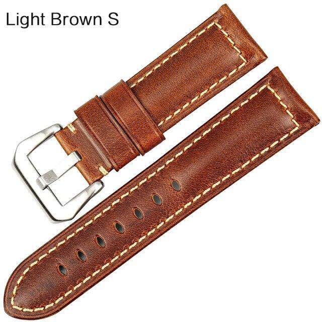 MAIKES Vintage red Italian cow leather watch strap 20mm 22mm 24mm 26mm watch accessories bracelet watchbands for Panerai band
