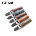 TOTOY Handmade Italian Leather Watchbands, 18MM 20MM 22MM Retro Oily Gloss Watch Strap, Blue Green Red Brown  Men Leather Strap