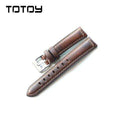 TOTOY Handmade Italian Leather Watchbands, 18MM 20MM 22MM Retro Oily Gloss Watch Strap, Blue Green Red Brown  Men Leather Strap
