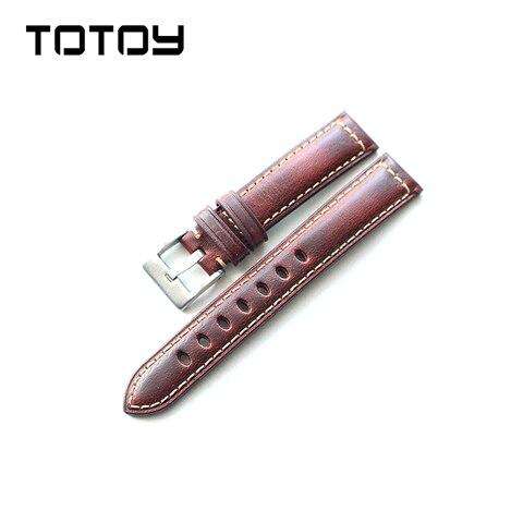 TOTOY Handmade Italian Leather Watchbands, 18MM 20MM 22MM Retro Oily Gloss Watch Strap, Blue Green Red Brown  Men Leather Strap