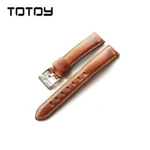 TOTOY Handmade Italian Leather Watchbands, 18MM 20MM 22MM Retro Oily Gloss Watch Strap, Blue Green Red Brown  Men Leather Strap