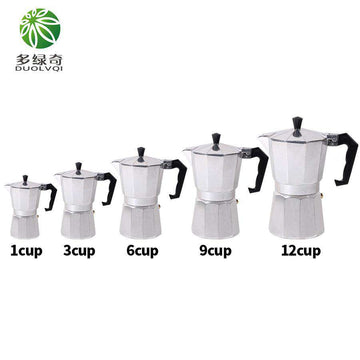 DUOLVQI 1/3/6/9/12cup Stovetop Moka Coffee Maker Italian Top Moka Espresso Cafetera Expresso Percolator Cafe Coffee Pot - Gustobene