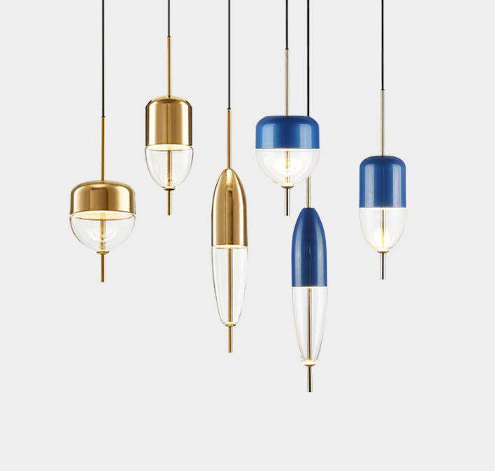 Blue chromatography Italian design lamp pendant light Lake of Venice Blue gradient Simple Peaceful Pure pendant lighting glass - Gustobene