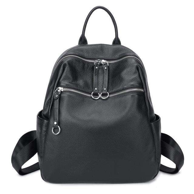 Aodux 100% Soft Natural Calfskin Italian Genuine Leather Shoulder Women Backpack Female Lady Coffee Black Cowhide Bag Backpacks - Gustobene