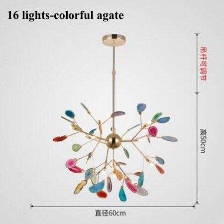 Italian design tree chandelier lamp Bedroom Living room Kitchen scandinavian chandelier natural Agate Decor luminaria pendente - Gustobene
