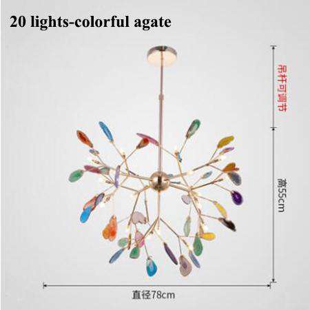 Italian design tree chandelier lamp Bedroom Living room Kitchen scandinavian chandelier natural Agate Decor luminaria pendente - Gustobene