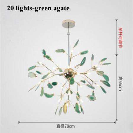 Italian design tree chandelier lamp Bedroom Living room Kitchen scandinavian chandelier natural Agate Decor luminaria pendente - Gustobene