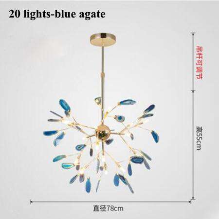 Italian design tree chandelier lamp Bedroom Living room Kitchen scandinavian chandelier natural Agate Decor luminaria pendente - Gustobene