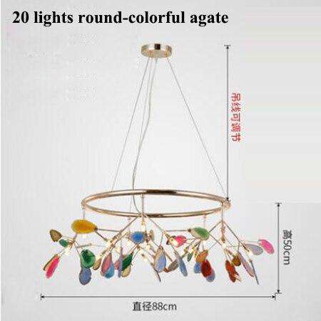 Italian design tree chandelier lamp Bedroom Living room Kitchen scandinavian chandelier natural Agate Decor luminaria pendente - Gustobene