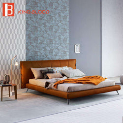 Italian genuine cowhide leather bed frame designs bedroom furniture leather bed - Gustobene
