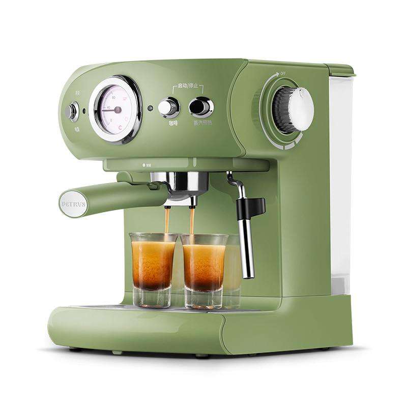 Fully Semi-automatic Coffee Machine Retro Style Espresso Pump Type Household and Commercial Steam Type Milk Foam Strong Steam - Gustobene