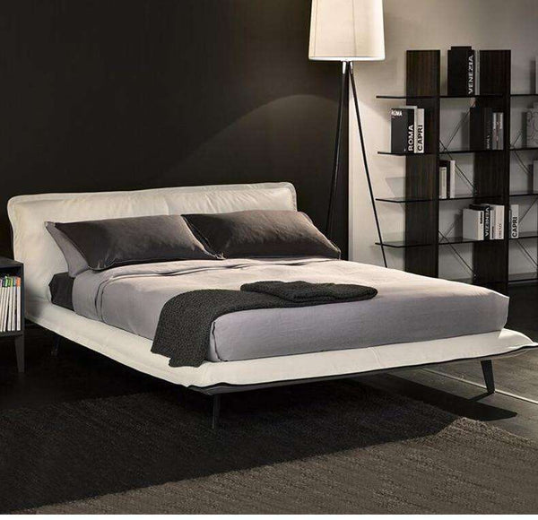 NNordic luxury and minimalist style, first layer leather leather bed, Italian minimalist designer furniture - Gustobene