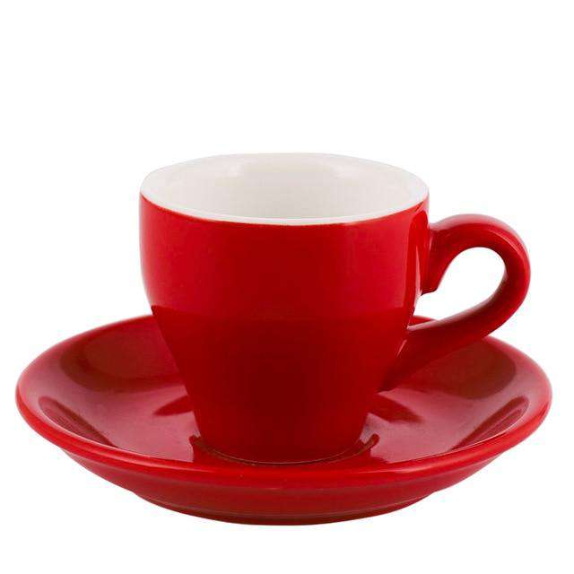 80ml Espresso Mug Italian Simplicity Color Ceramic Small Capacity Cup And Saucer Set Household Restaurant Coffee Cups With Spoon - Gustobene
