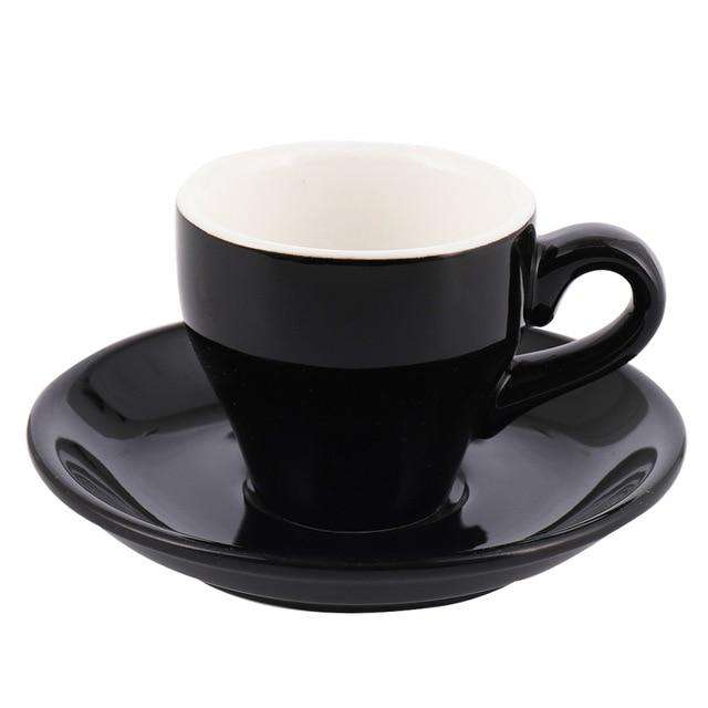 80ml Espresso Mug Italian Simplicity Color Ceramic Small Capacity Cup And Saucer Set Household Restaurant Coffee Cups With Spoon - Gustobene