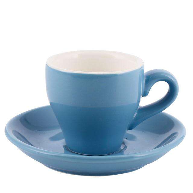 80ml Espresso Mug Italian Simplicity Color Ceramic Small Capacity Cup And Saucer Set Household Restaurant Coffee Cups With Spoon - Gustobene