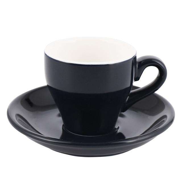 80ml Espresso Mug Italian Simplicity Color Ceramic Small Capacity Cup And Saucer Set Household Restaurant Coffee Cups With Spoon - Gustobene