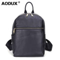 AODUX Italian 100% Genuine Cow Leather Calfskin Women School Backpack Top Layer Cow Leather Female Shoulder Bag Ladies Backpacks - Gustobene