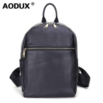 AODUX Italian 100% Genuine Cow Leather Calfskin Women School Backpack Top Layer Cow Leather Female Shoulder Bag Ladies Backpacks - Gustobene