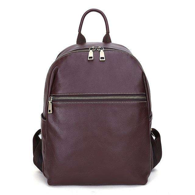 AODUX Italian 100% Genuine Cow Leather Calfskin Women School Backpack Top Layer Cow Leather Female Shoulder Bag Ladies Backpacks - Gustobene