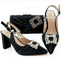 Gold New Design African Women Shoes And Bag Sets With Rhinestones Pumps Italian Shoes With Matching Bags For Evening Party - Gustobene