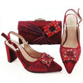 Gold New Design African Women Shoes And Bag Sets With Rhinestones Pumps Italian Shoes With Matching Bags For Evening Party - Gustobene