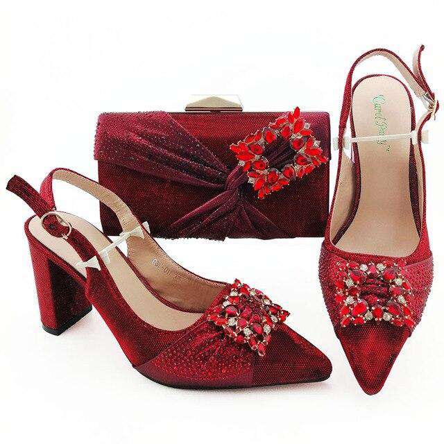 Gold New Design African Women Shoes And Bag Sets With Rhinestones Pumps Italian Shoes With Matching Bags For Evening Party - Gustobene