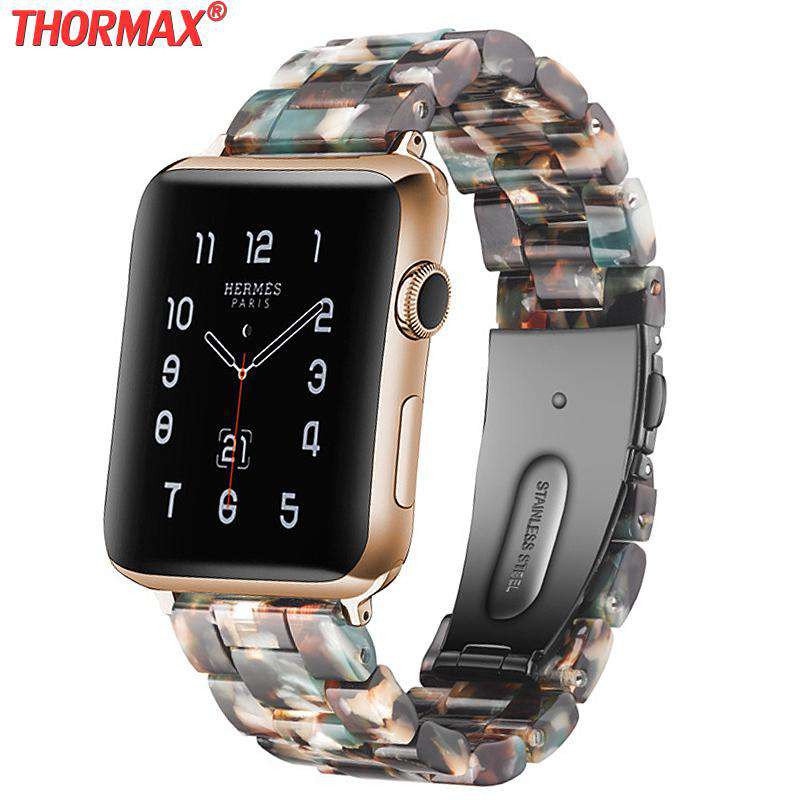 Italian Resin Band for iWatch 44MM/42MM For Apple Watch 5 40mm 38mm Bracelet Wrist Ceramic Strap handmade Series 5/4/3 Watchband