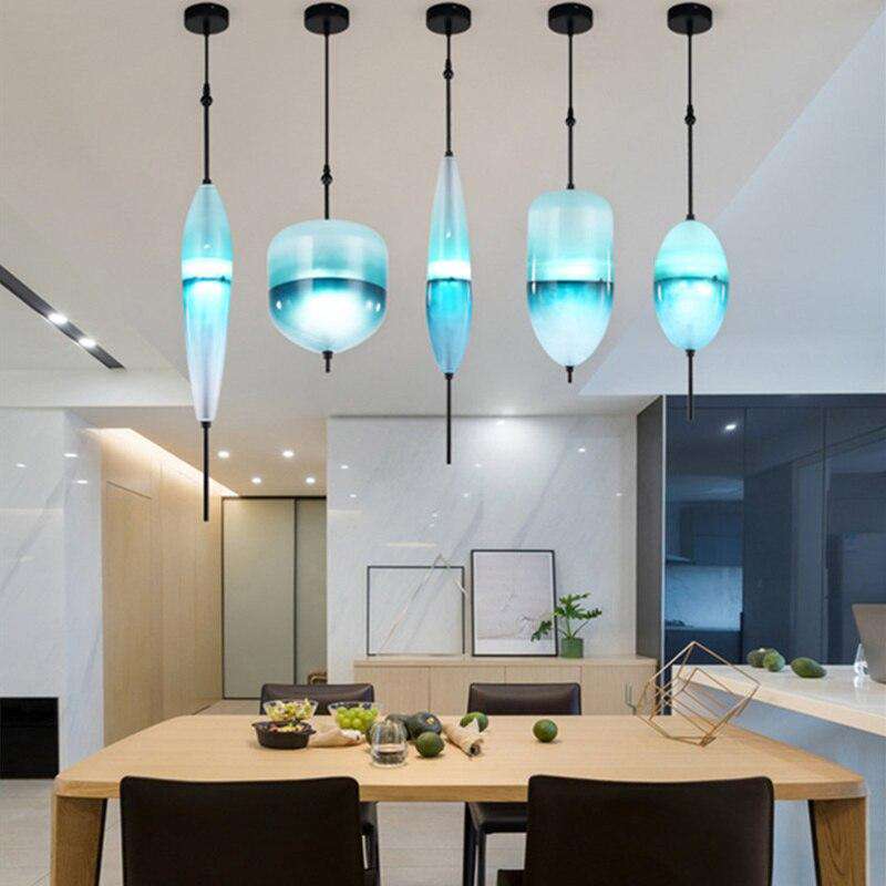 Nordic Art Venice Flow Lake Gradual Glass Chandelier Blue Chromatography Italian Design lustre avize modern salon Drop ship - Gustobene
