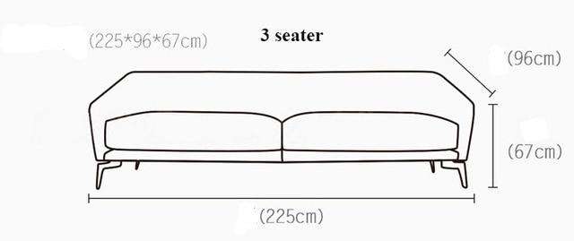 Nordic minimalist Italian style leather sofa modern minimalist living room first layer leather three-person down sofa