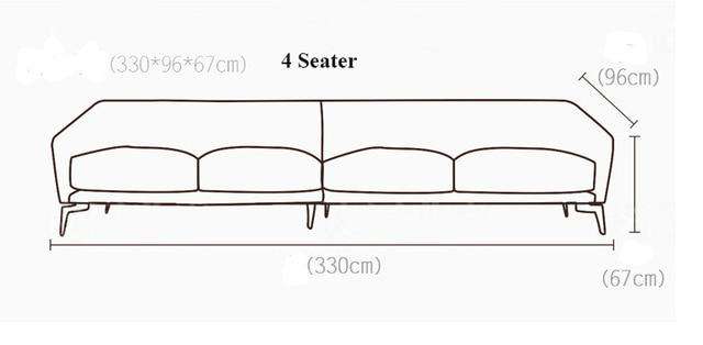 Nordic minimalist Italian style leather sofa modern minimalist living room first layer leather three-person down sofa