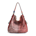 SC Vintage women Leather Hobo Random Color Patchwork Ladies Italian Leather Shoulder HandBag Retro Bucket Female Messenger Purse - Gustobene