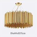 Italian Metal Tube Oval Round Creative Design Chandelier for Restaurant Kitchen Decorative Lighting in Gold Color - Gustobene