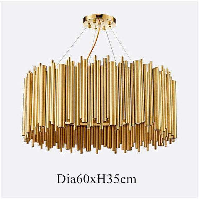 Italian Metal Tube Oval Round Creative Design Chandelier for Restaurant Kitchen Decorative Lighting in Gold Color - Gustobene