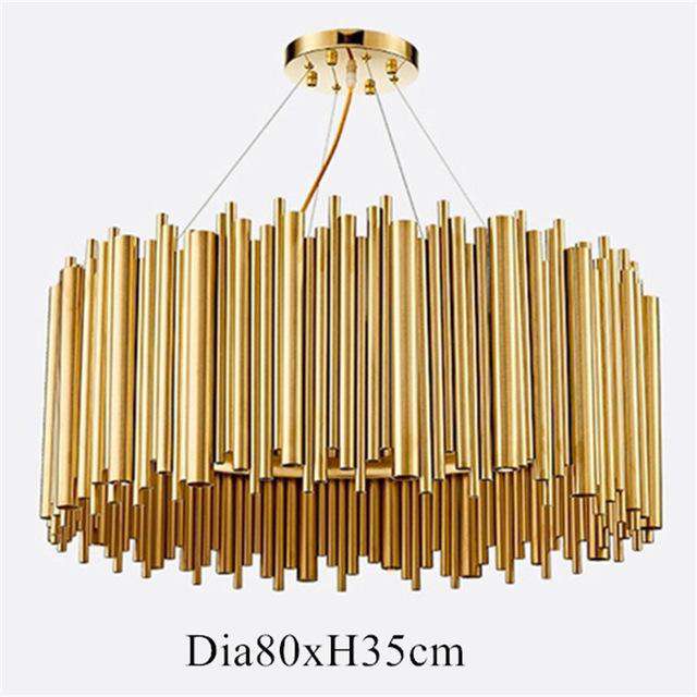 Italian Metal Tube Oval Round Creative Design Chandelier for Restaurant Kitchen Decorative Lighting in Gold Color - Gustobene