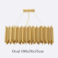 Italian Metal Tube Oval Round Creative Design Chandelier for Restaurant Kitchen Decorative Lighting in Gold Color - Gustobene