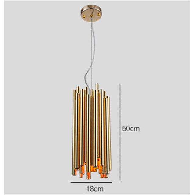 Italian Metal Tube Oval Round Creative Design Chandelier for Restaurant Kitchen Decorative Lighting in Gold Color - Gustobene