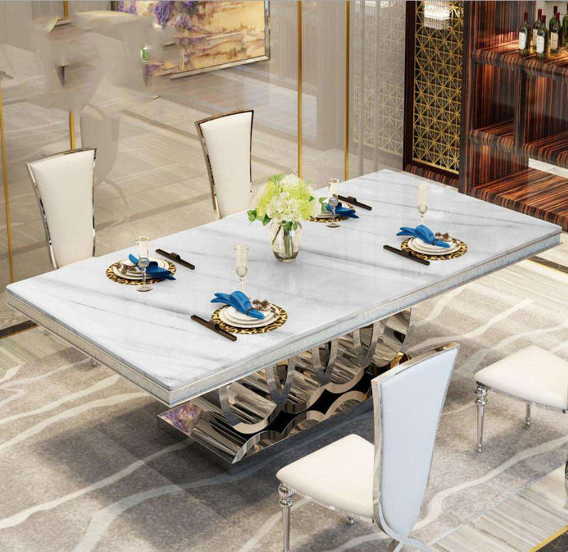 Modern Style Italian Dining Table, 100% Solid Wood Italy Style marble top Luxury Dining Table 2021 - Gustobene