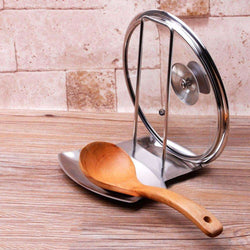 Stainless Steel Pan Pot Cover Lid Rack Stand Spoon Holder Rests Clips Kitchen Cooking Storage Organizer Accessories
