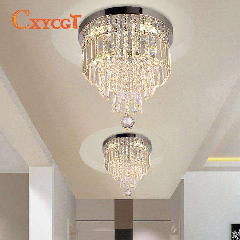 Italian Light Luxury Round Clear Crystal Ceiling Lamp for Corridor Lighting Bedroom Decoration - Gustobene