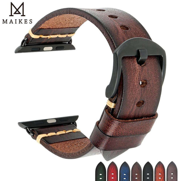 Handmade Italian Cow Leather Strap Watch Band For Apple Watch 44mm 40mm 42mm 38mm Series 5 4 3 2 iWatch Watchbands - Gustobene